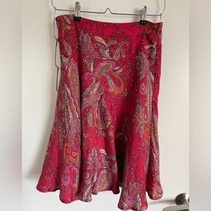 Red Silk Skirt Size 4